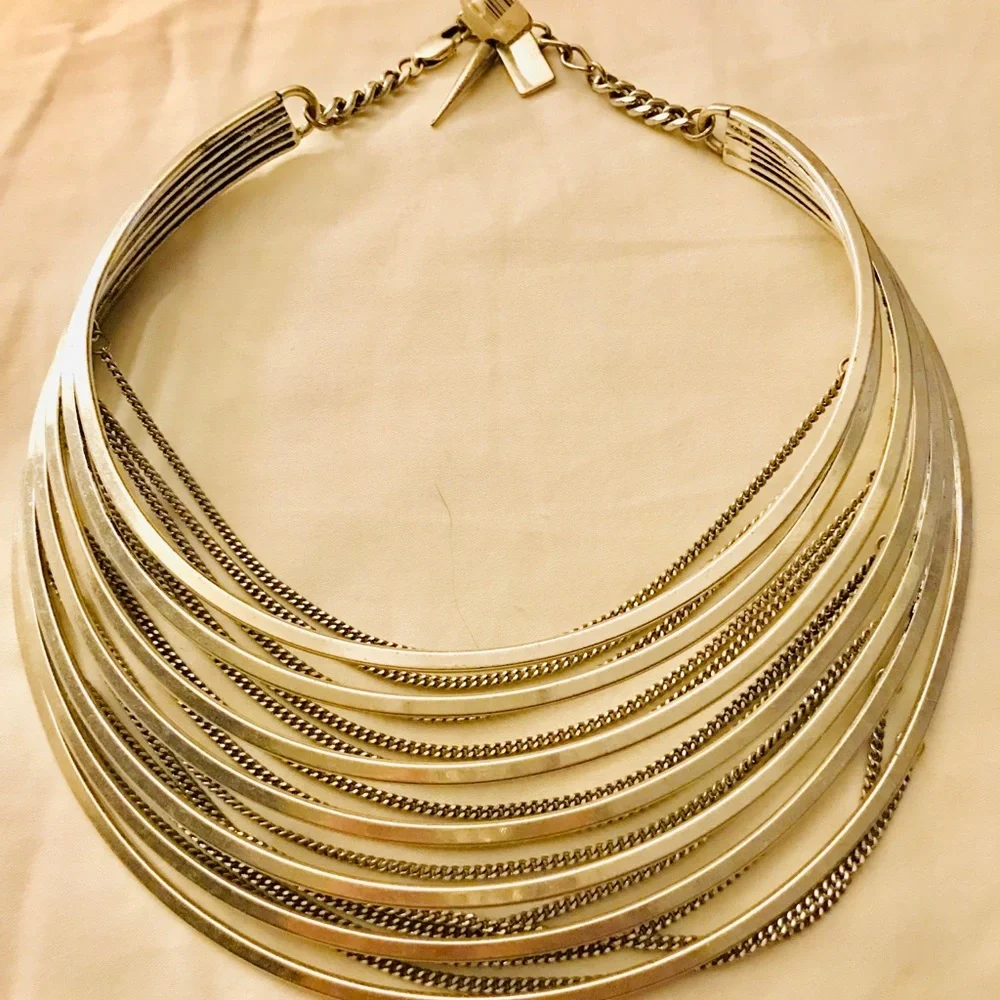 NEW Jenny Bird Silver Multi-Strand Statement Necklace Choker - Picture 4 of 4